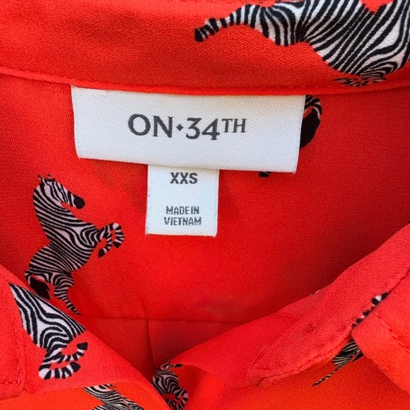 On 34th Vibrant Orange Zebra Print Blouse - Picture 3 of 3